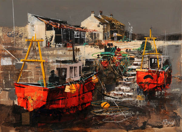 023 Red Fishing Boats Lyme Regis 16x22